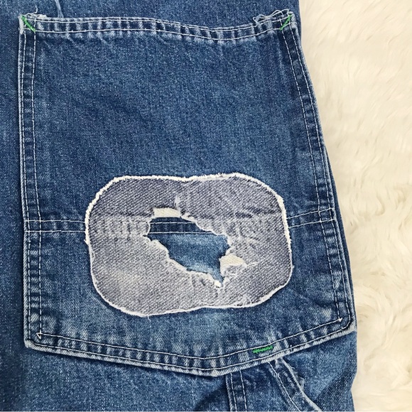 BIG‎ SMITH Mens Distressed Denim Bib Overalls Chore Farm Carpenter Size 39 - Picture 11 of 16